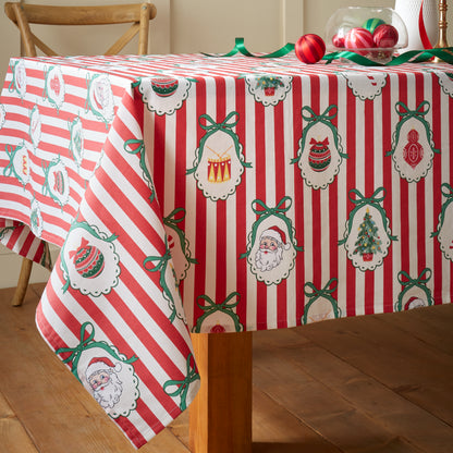 Catherine Lansfield Christmas Vintage Stripe Table Cloth - Red