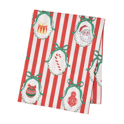 Catherine Lansfield Christmas Vintage Stripe Table Cloth - Red