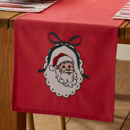 Catherine Lansfield Christmas Vintage Stripe Table Runner - Red