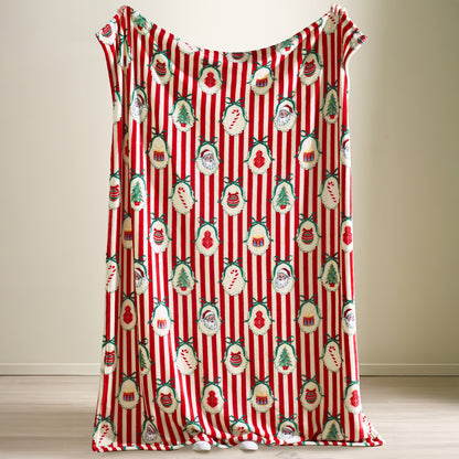 Catherine Lansfield Christmas Vintage Stripe Throw - Red