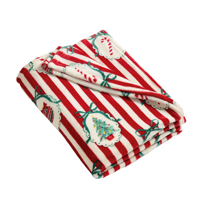 Catherine Lansfield Christmas Vintage Stripe Throw - Red