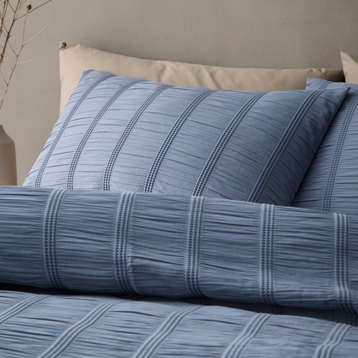 Pineapple Elephant Waffle Seersucker Duvet Cover Set - Blue
