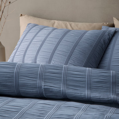 Pineapple Elephant Waffle Seersucker Duvet Cover Set - Blue