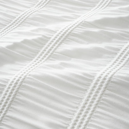 Pineapple Elephant Waffle Seersucker Duvet Cover Set - White
