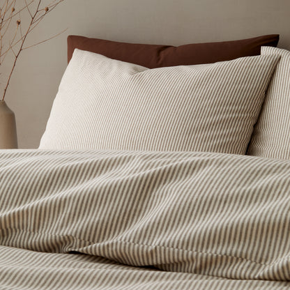 Pineapple Elephant Cotton Rich Narrow Woven Stripe Duvet Cover Set - Mole