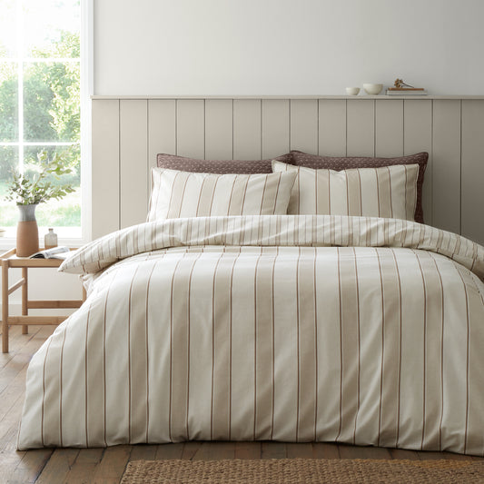Bianca Brushed Regal Stripe Duvet Cover Set - Natural
