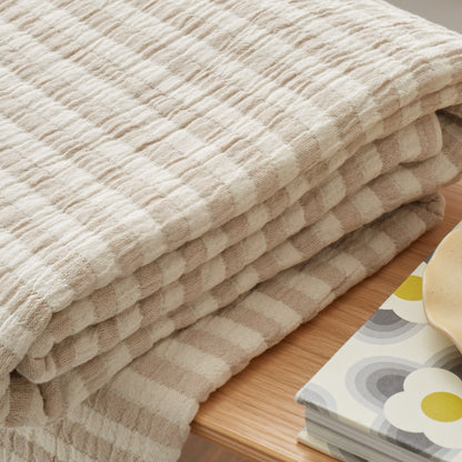 Bianca Cotton Muslin Stripe Throw - Natural