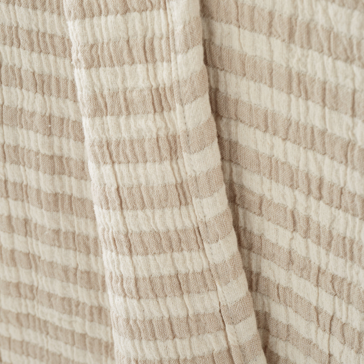 Bianca Cotton Muslin Stripe Throw - Natural