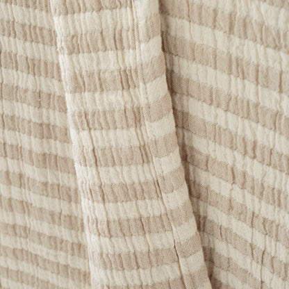 Bianca Cotton Muslin Stripe Throw - Natural