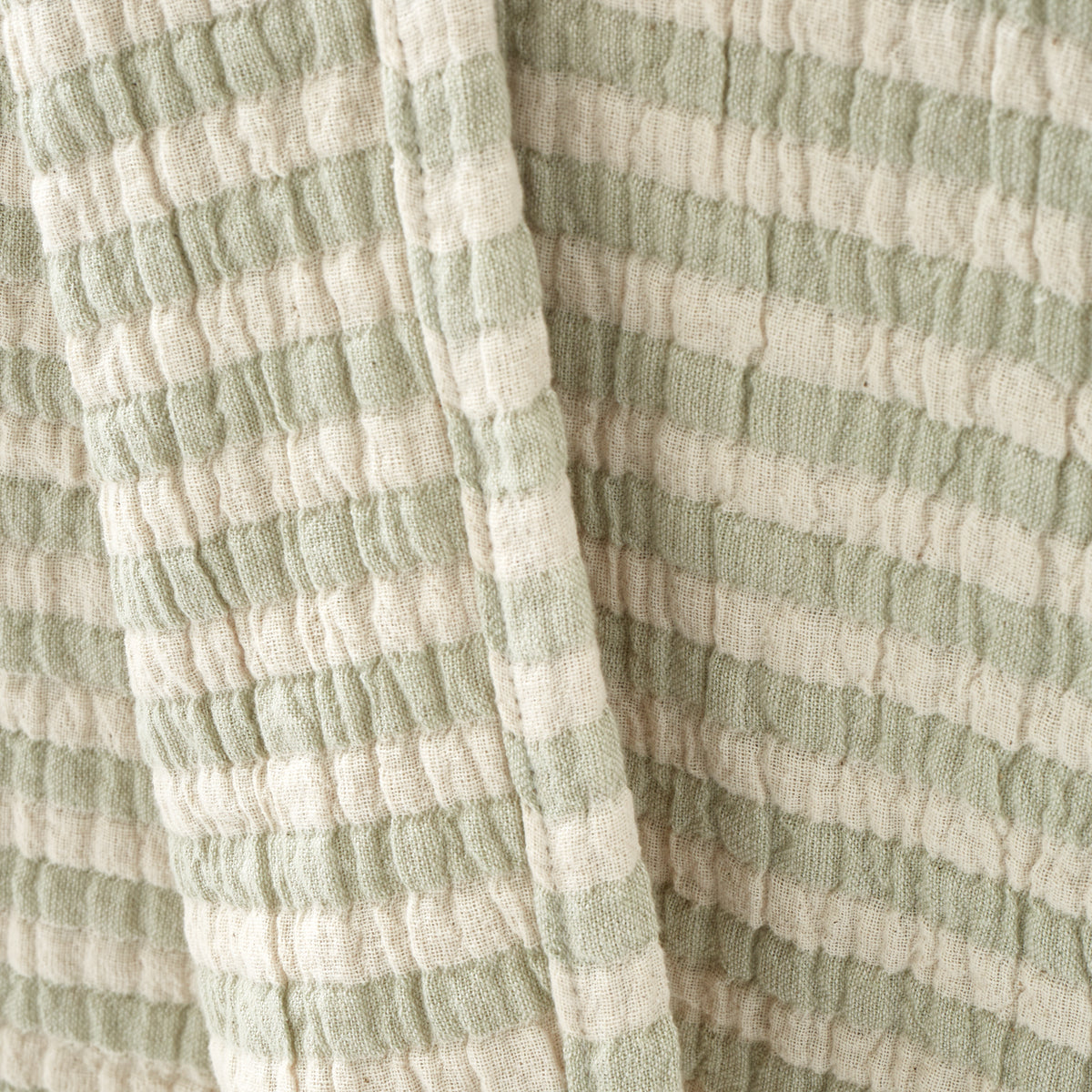 Bianca Cotton Muslin Stripe Throw - Green