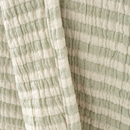 Bianca Cotton Muslin Stripe Throw - Green