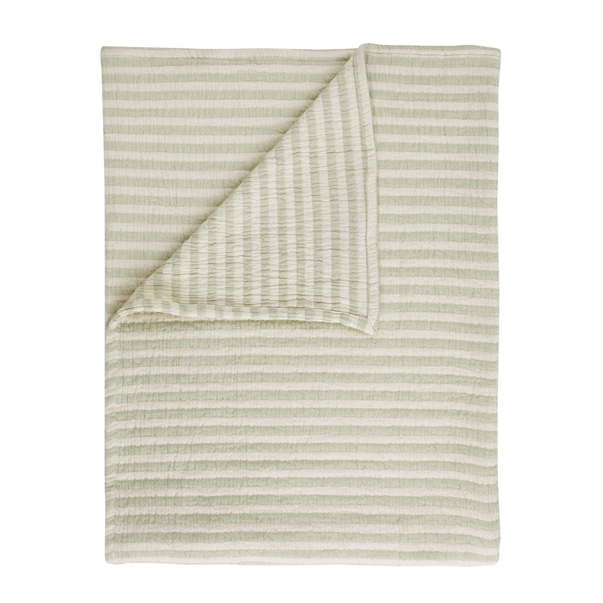 Bianca Cotton Muslin Stripe Throw - Green