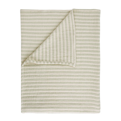 Bianca Cotton Muslin Stripe Throw - Green