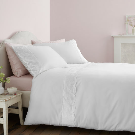 Bianca Elise Lace Duvet Cover Set - White
