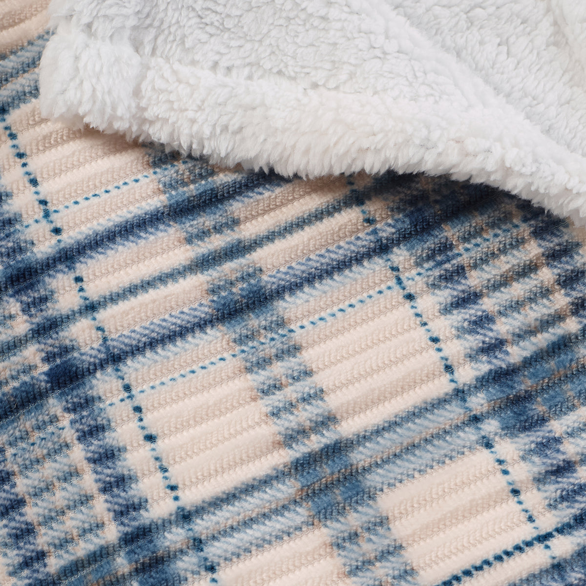 Catherine Lansfield Cosy Ribbed Check Throw - Blue