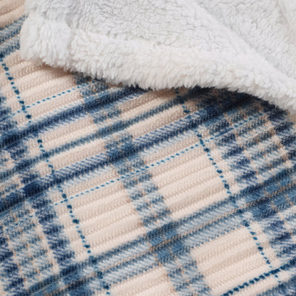 Catherine Lansfield Cosy Ribbed Check Throw - Blue
