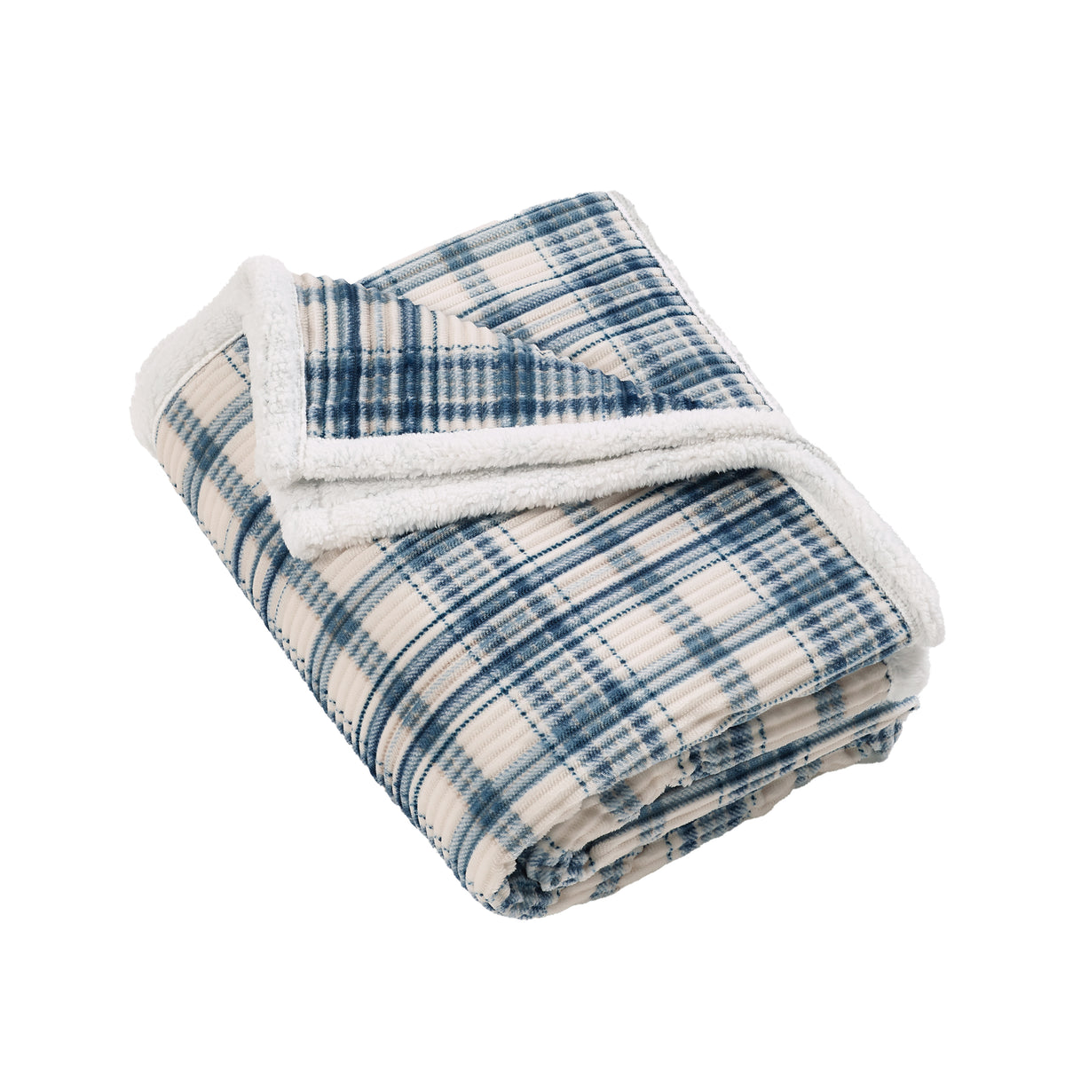 Catherine Lansfield Cosy Ribbed Check Throw - Blue