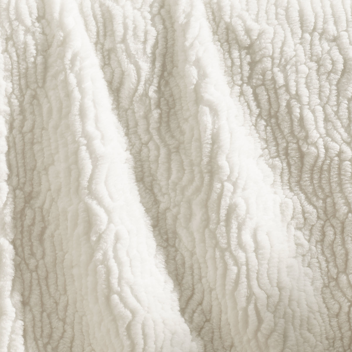 Catherine Lansfield Textured Wave Faux Fur Throw - Cream