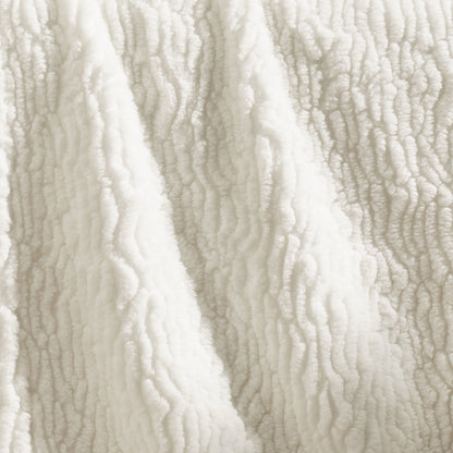 Catherine Lansfield Textured Wave Faux Fur Throw - Cream