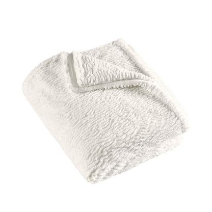 Catherine Lansfield Textured Wave Faux Fur Throw - Cream