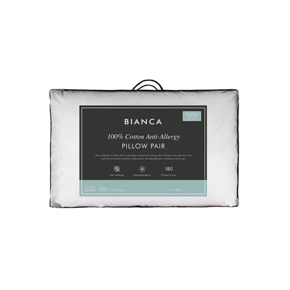 Bianca 100% Cotton Anti-Allergy Pillows (Pair)