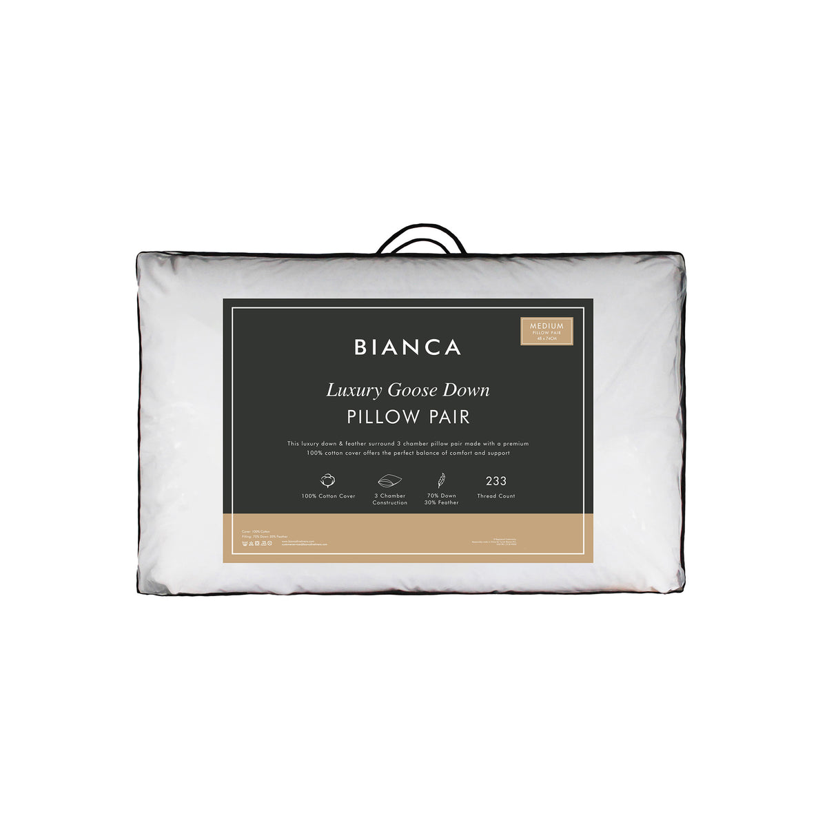 Bianca Luxury Goose Down Pillows (Pair)