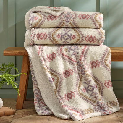 Catherine Lansfield Navajo Fleece Throw - Natural