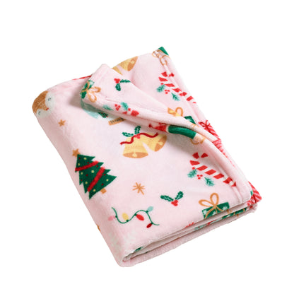 Catherine Lansfield Christmas Happy Holidays Throw - Pink