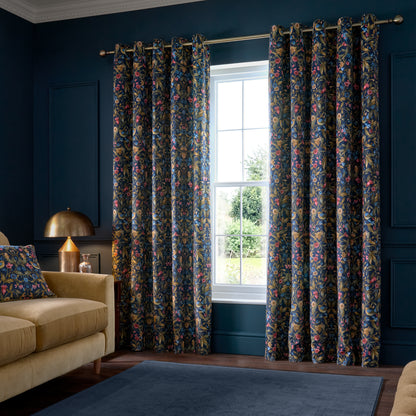 Catherine Lansfield Hedgerow Hopper Eyelet Curtains - Navy