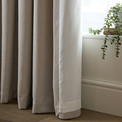 Catherine Lansfield Brushed Texture Ruffle Top Pencil Pleat Curtains - Natural