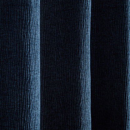 Catherine Lansfield Crinkle Chenille Eyelet Curtains - Blue