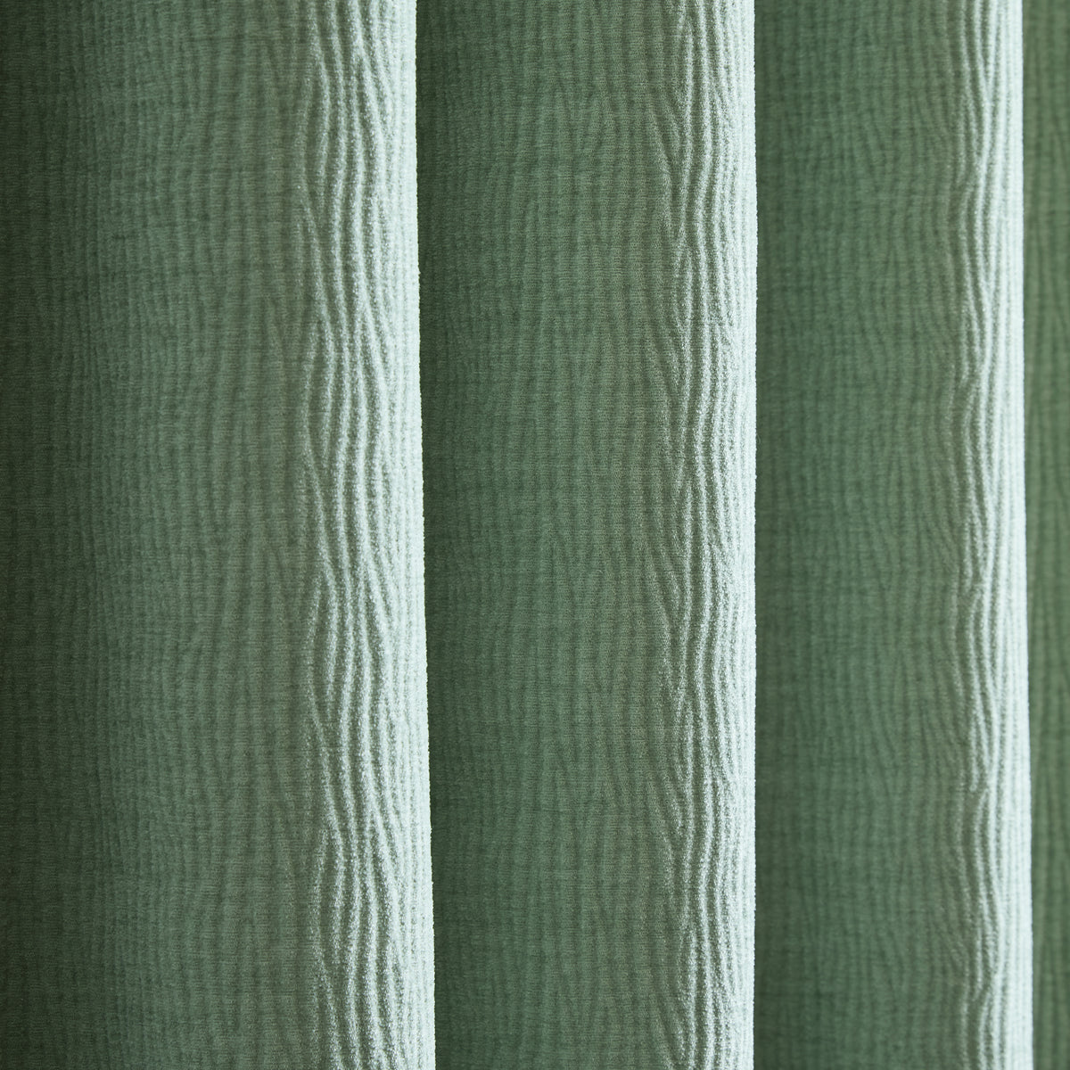 Catherine Lansfield Crinkle Chenille Eyelet Curtains - Green