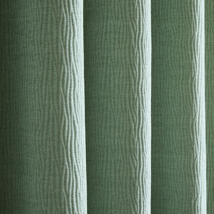 Catherine Lansfield Crinkle Chenille Eyelet Curtains - Green