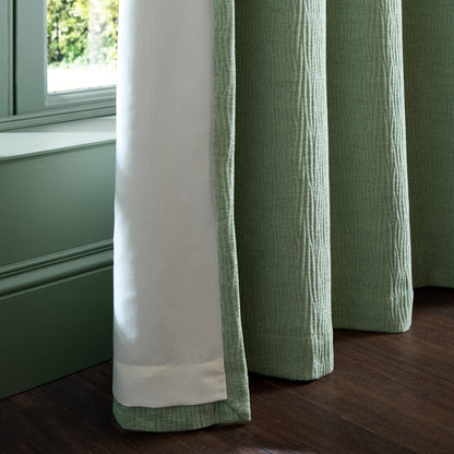Catherine Lansfield Crinkle Chenille Eyelet Curtains - Green