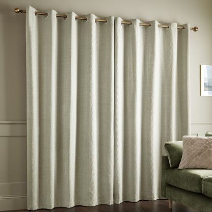 Catherine Lansfield Crinkle Chenille Eyelet Curtains - Natural