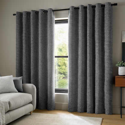 Catherine Lansfield Chunky Boucle Eyelet Curtains - Charcoal
