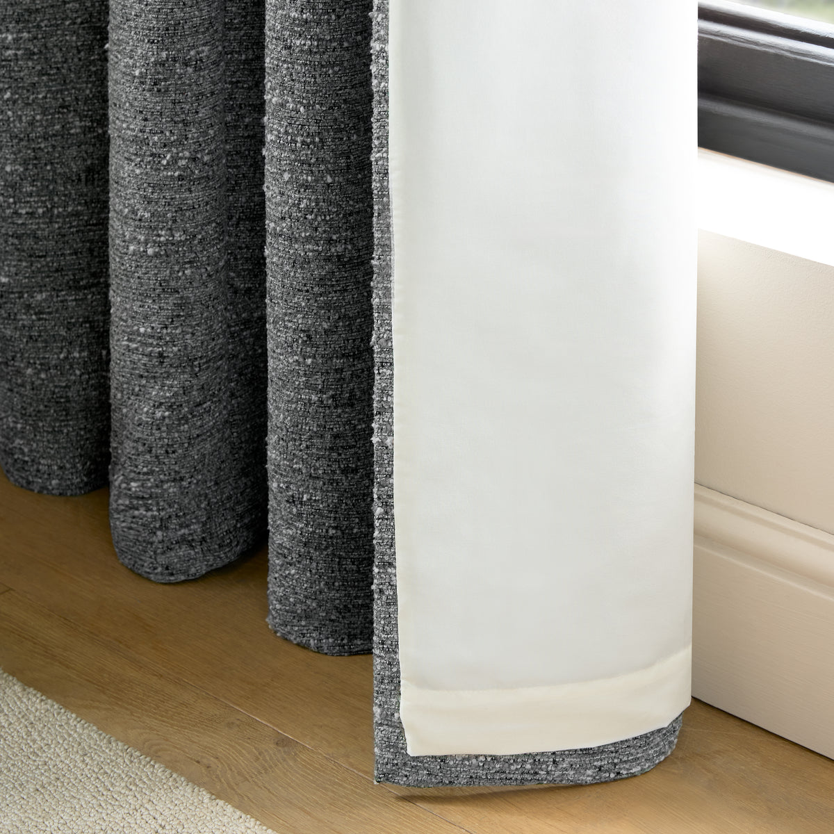 Catherine Lansfield Chunky Boucle Eyelet Curtains - Charcoal