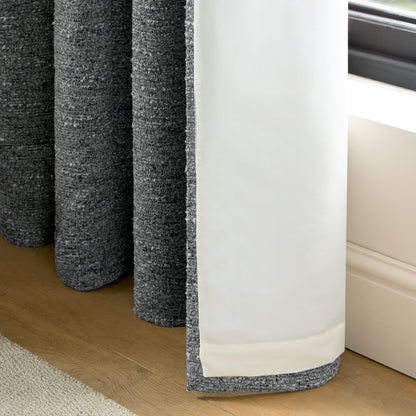 Catherine Lansfield Chunky Boucle Eyelet Curtains - Charcoal