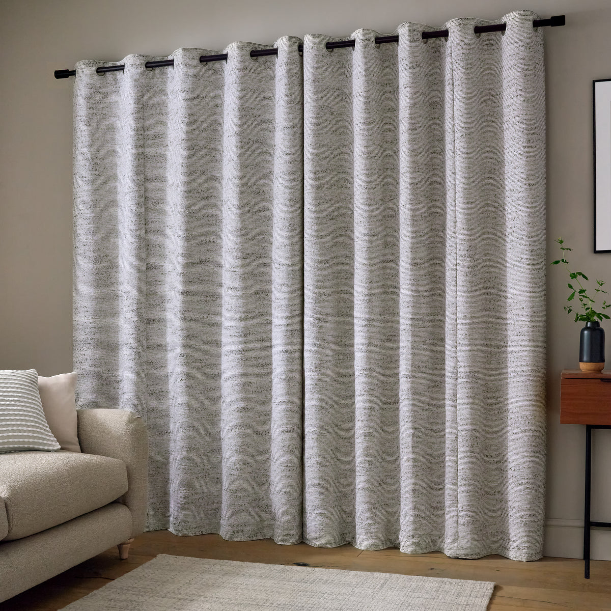 Catherine Lansfield Chunky Boucle Eyelet Curtains - Cream