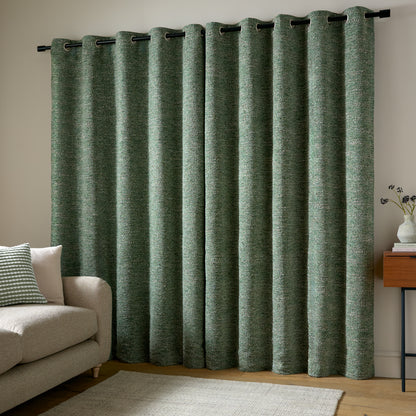 Catherine Lansfield Chunky Boucle Eyelet Curtains - Green