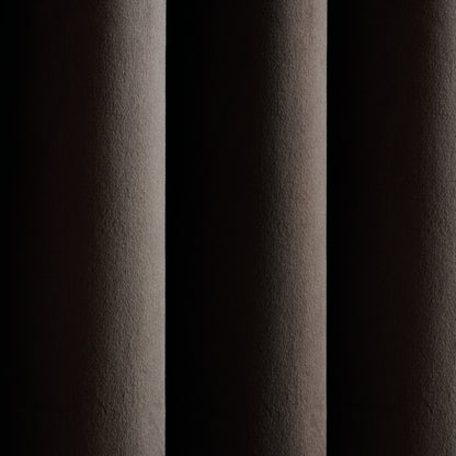 Catherine Lansfield Super Thermal Blackout Matt Velour Eyelet Curtains - Chocolate