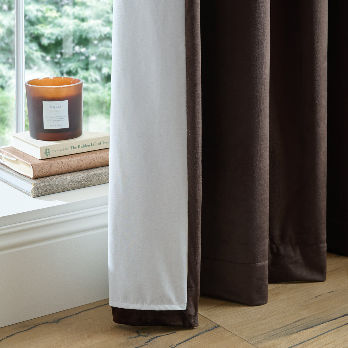 Catherine Lansfield Super Thermal Blackout Matt Velour Eyelet Curtains - Chocolate