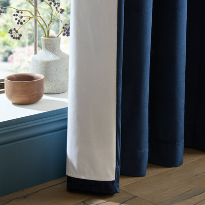 Catherine Lansfield Super Thermal Blackout Matt Velour Eyelet Curtains - Navy