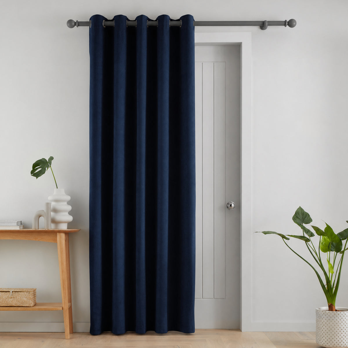 Catherine Lansfield Super Thermal Blackout Matt Velour Eyelet Curtains - Navy