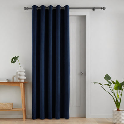 Catherine Lansfield Super Thermal Blackout Matt Velour Eyelet Curtains - Navy