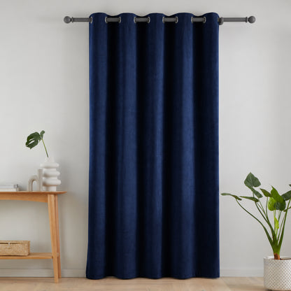 Catherine Lansfield Super Thermal Blackout Matt Velour Eyelet Curtains - Navy