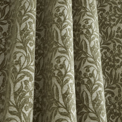 Bianca Chenille Leaves Eyelet Curtains - Green