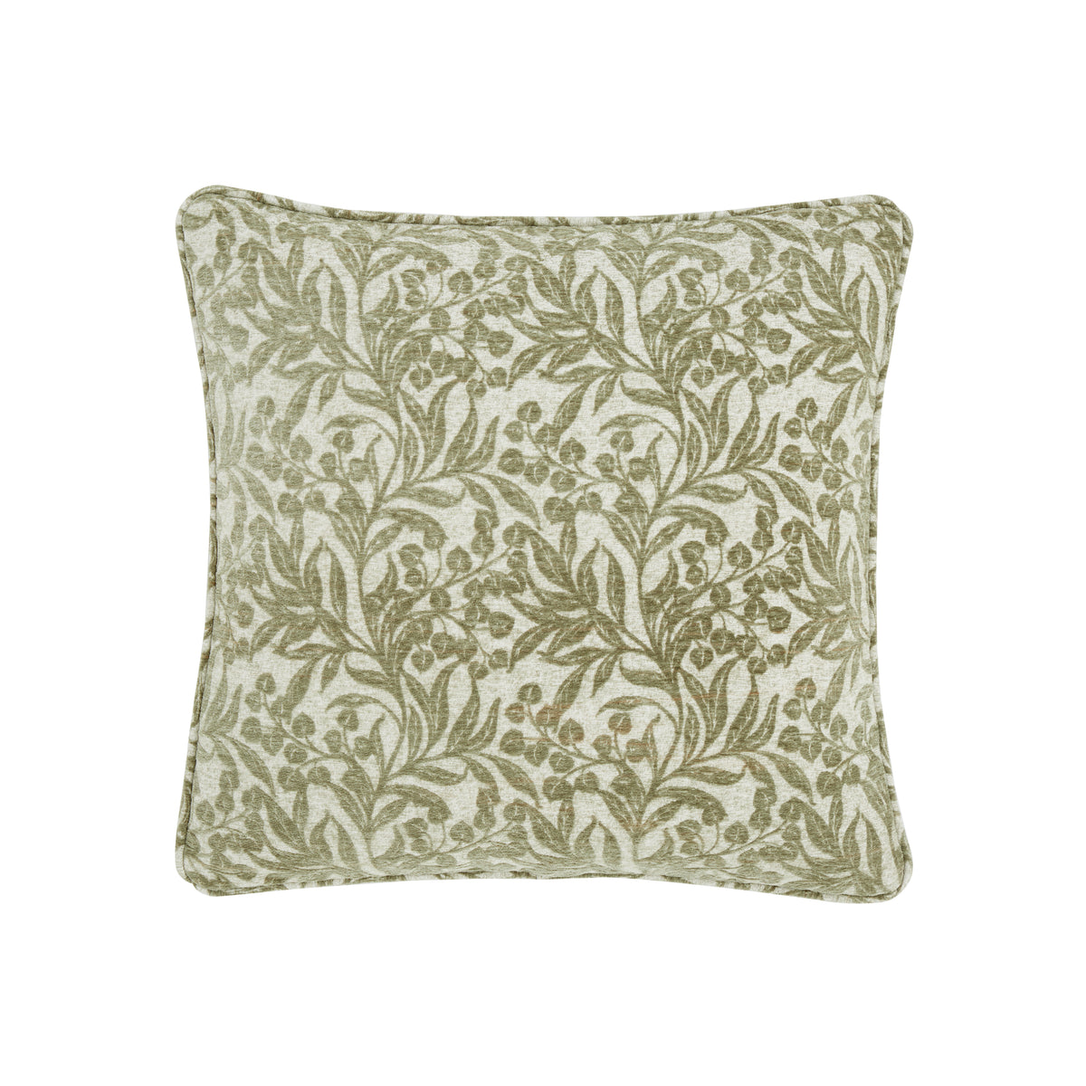 Bianca Chenille Leaves Filled Cushion - Green