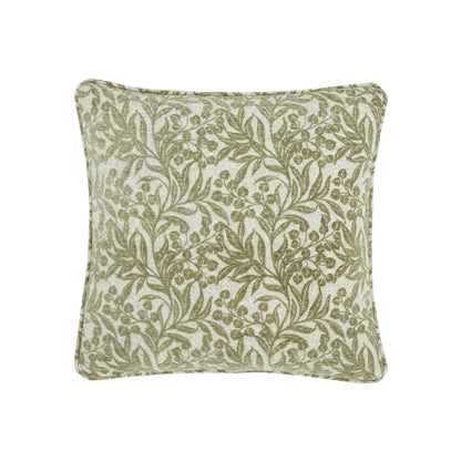 Bianca Chenille Leaves Filled Cushion - Green