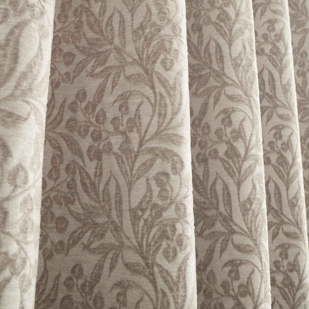 Bianca Chenille Leaves Eyelet Curtains - Natural